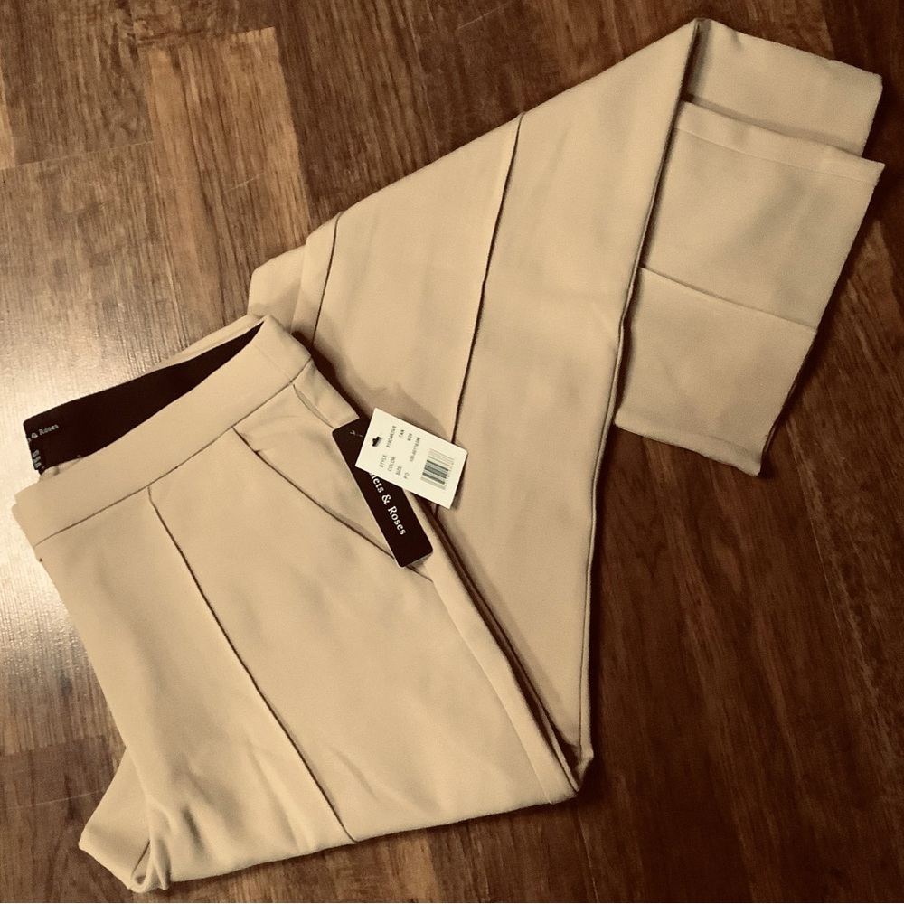 NWT VIOLETS & ROSES Women's Flare Dress Pants in tan‎
